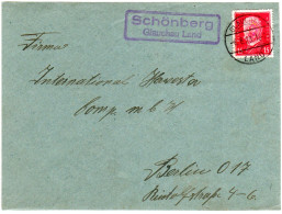 DR 1929, Landpoststempel SCHÖNEBERG Glauchau Land Auf Briefteil M. 15 Pf. - Storia Postale