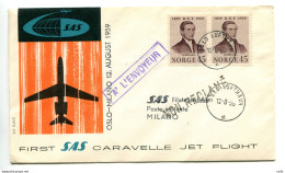 Primo Volo SAS Oslo-Milano Del 12/8/59 - Correo Aéreo