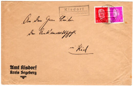 DR 1933, Landpost Stpl. KISDORF über Ulzburg (Holstein) Auf Brief M. 10+15 Pf. - Covers & Documents