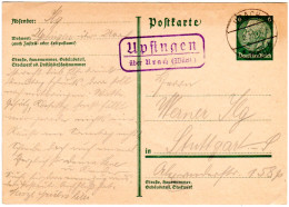 DR 1933, Landpoststpl. UPFINGEN über Urach (Württ) Auf 6 Pf. Ganzsache - Brieven En Documenten