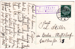 DR 1935, Landpost Stpl. VOLKSTEDT über Eisleben Auf Karte M. 6 Pfg.  - Storia Postale