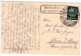 DR 1935, Landpost Stpl. SCHLOSSKULM über Saalfeld (Saale) Auf Karte M. 6 Pfg.  - Cartas & Documentos