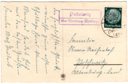 DR 1940, Landpost Stpl. PODELWITZ über Altenburg Auf Karte M. 6 Pfg.  - Brieven En Documenten
