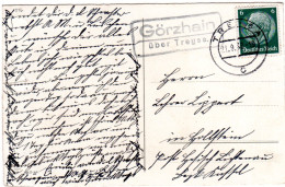 DR 1938, Landpost Stpl. GÖRZHAIN über Treyse Auf Karte M. 6 Pfg.  - Cartas & Documentos