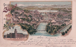 Gruss Aus Zürich, Post Gebäude, Litho 1899 2 Vues (791) - Zürich