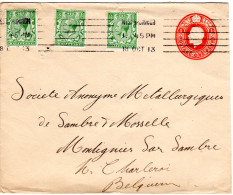 GB 1913, 3x1/2d On 1d Stationery Envelope From West Bromwich To Belgium - Autres & Non Classés