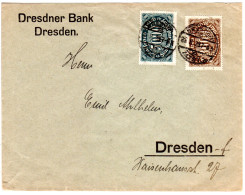 DR 1923, 3000+5000 Mk. M. Firmenlochung Dr.B. Auf Orts-Brief V. Dresden - Cartas & Documentos