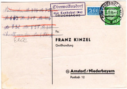 BRD 1956, Landpost Stpl. OBERWOLKERSDORF über Landshut Klar Auf Karte M. 10 Pf. - Collections