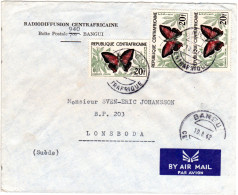 Rep. Centrafricaine 1962, MeF 3x20 F. Schmetterlinge Auf Luftpost Brief  - Autres - Afrique