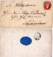 Österreich, 5 Kr. GaU M. Böhmen-K1 GOLTSCH JENIKAU U. Rs. Blauem Etikett - Lettres & Documents