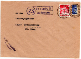 1949, Landpost Stpl. 23 FREISTATT über Varrel (Han) Auf Brief M. 20 Pf.  - Collections