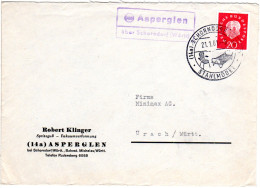 BRD 1961, Landpost Stpl. 14a ASPERGLEN über Schorndorf Auf Firmen Brief M. 20 Pf - Brieven En Documenten