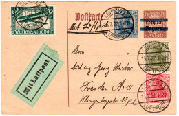 DR 1922, 40 Pf. Flugpost Auf Ganzsache M. Zusatzfr. Pr. Luftpost V. Leipzig  - Lettres & Documents