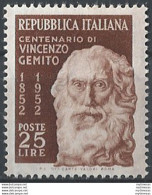 1952 Italia Gemito 1v MNH Sass N. 704 - 1946-60: Mint/hinged