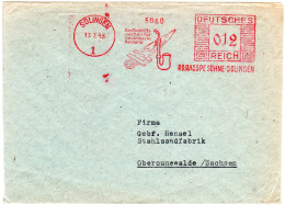 DR 1943, Brief M. Solingen Landmaschinen Werbefreistempel M. Abb. Tabakpfeife  - Storia Postale
