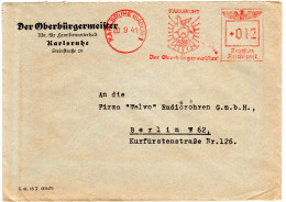 DR 1941, 12 Pf. Werbefreistempel Auf Oberbürgermeister Brief V. Karlsruhe - Autres & Non Classés