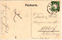 Bayern 1909, Bahnpost-K1 Nbg-Re-3 Auf Karte M. 5 Pf. - Cartas & Documentos