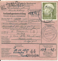 BRD 1954, EF 1 Mk. Heuss Auf Auslands Postanweisung V. Vilshofen N. Belgien. - Cartas & Documentos