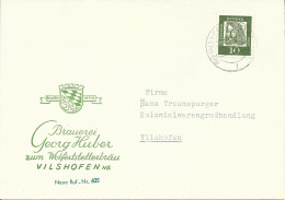 BRD, 10 Pf. Auf Reklame Brief D. Brauerei G. Huber Vilshofen - Cartas & Documentos