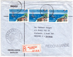 NL Antillen 1961, MeF 3x 20 C. Segelschiff / Kanone Auf Reko Brief V. Willemstad - Autres - Amérique