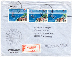 NL Antillen 1961, MeF 3x 20 C. Segelschiff / Kanone Auf Reko Brief V. Willemstad - Otros - América