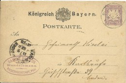 DR 1882, Klaucke Nr.83 "Karlsruhe C" Als Ank.Stpl. Auf Ga. V. Niederhochstadt  - Cartas & Documentos