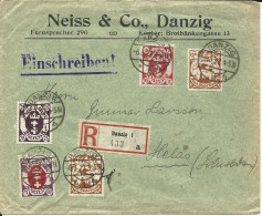 Danzig 1922, 5 Marken Auf Firmen Einschreiben Brief N. Schweden - Otros & Sin Clasificación