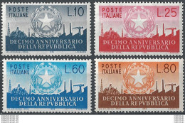 1956 Italia 10° Ann. Repubblica 4v. MNH Sass. 798/801 - 1961-70:  Nuevos