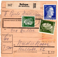 Luxemburg DR 1943, 3 Marken Auf Paketkarte V. Harlingen M. Rs. Zustellgebühr-L2 - Besetzungen 1938-45