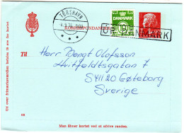 Faeröer 1976, R1 UR DANMARK Auf DK Schiffspost Kartenbrief V. Torshavn - Féroé (Iles)