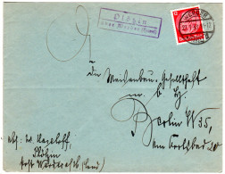DR 1938, Landpost Stpl. PLÖTZIN über Werder (Havel) Auf Brief M. 12 Pfg.  - Storia Postale