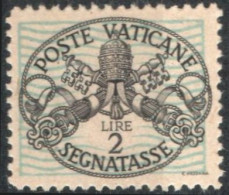 Vatican 1945, Postage Due 2 L Greish Paper With Wide Blue Lines 1 Value Mi P11-y I  MNH - Strafport