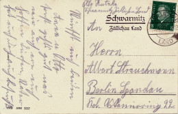 BF0792 / SCHWARMITZ / Züllichau (Sulechow) Land  -  1931  ,  Landpoststempel , Postnebenstempel - Brieven En Documenten