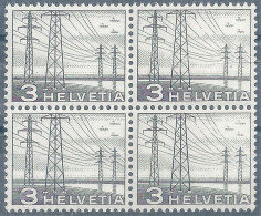 Hochspannungsleitung 297, 3 Rp.schwarz **  (Viererblock)        1949 - Unused Stamps