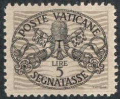 Vatican 1945, Postage Due 5 L Greyish Paper With Wide Pale Green Lines 1 Value Mi P12-y II  MNH - Strafport