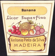 Old Liquor Label, Portugal - BANANA. Licor Superfino. Funchal, Madeira Island - Alcohols & Spirits