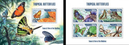 Maldives 2013, Animals, Butterflies, 4val In BF +BF - Maldives (1965-...)