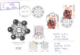 Estonia:FDC, Muhu Island National Costumes, Registered Letter, Aste Cancellation, 1995 - Estonie