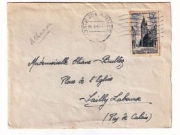 Poste Aux Armées 1953 Allemagne Mayence Secteur Postal 64454 Mainz Timbre  Beffroi De Douai  + Correspondance - Militaire Stempels Vanaf 1900 (buiten De Oorlog)