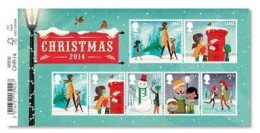 Great Britain United Kingdom 2014 Christmas Set Of 7 Perforated Stamps In Block MNH - Blocchi & Foglietti