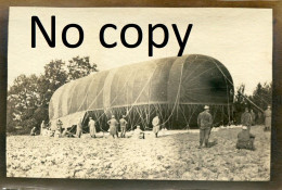 PHOTO FRANCAISE - LE BALLON SAUCISSE AU SOL SUR LE PLATEAU DE SOISSONS AISNE - GUERRE 1914 - 1918 - Guerre, Militaire