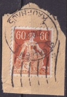 Helvetia Mit Schwert 140, 60 Rp.hellbraunorange/gelb  (Abart/Wellenstempel)      1927 - Usati