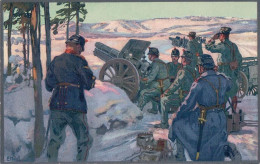 Armée Suisse, Haubissenbatterie Im Schnee, Litho, Illustrateur E. Hodel (485) - War 1914-18