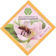 2020 Moldova Moldavie Private UNO: 2020 - International Year Of Plant Health, Insectes , Flowers , Bees 1v Mint - Honingbijen