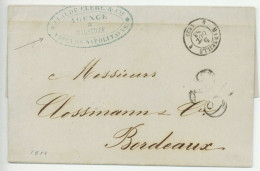 Marseille 1853 Pour Bordeaux Claude Clerc & Co Vapeurs Napolitains - 1853-1860 Napoléon III.