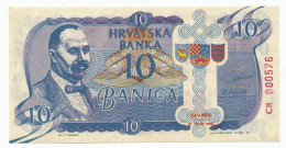 CROATIA, HRVATSKA - 10 Banica Proposal Propaganda Banknote 1991, UNC. (C022) - Kroatien