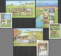 B1582 Central Africa Fauna Farm Animals Horses Pets Cats & Dogs 3Kb+3Bl Mnh - Chats Domestiques