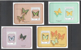 O0033 Tanzania Flora & Fauna Butterflies !!! 4Bl Mnh - Butterflies