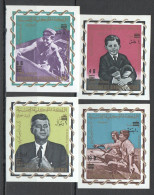 O0124 Imperf 1966 Yemen John Kennedy ! Overprint #207-10B Set Mnh - Andere & Zonder Classificatie