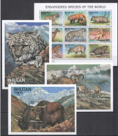 B1542 Bhutan Fauna Wild Animals Endangered Species Of The World !!! 3Bl+1Kb Mnh - Andere & Zonder Classificatie